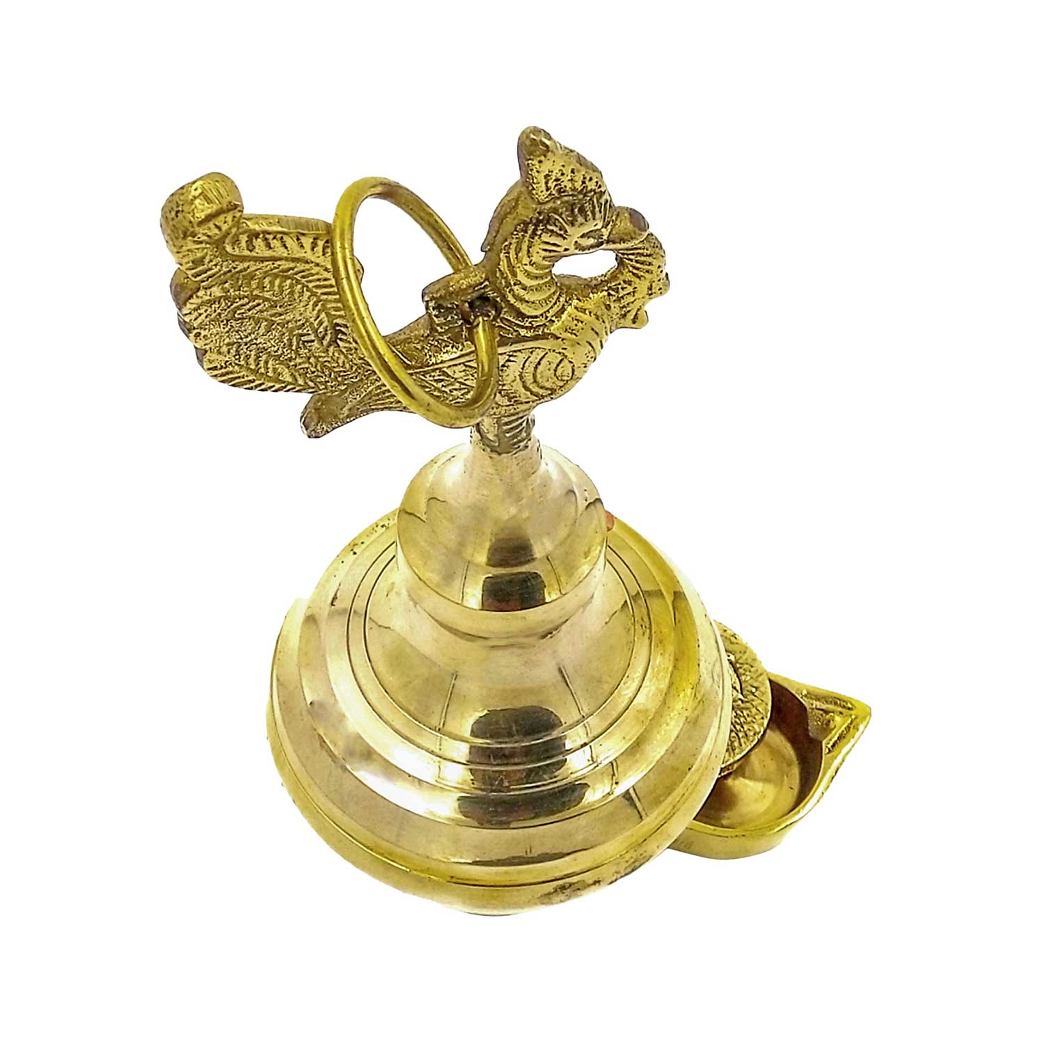 Vintage Brass Oil Lamp Thooku Vilakku With Mythical Hamsa
