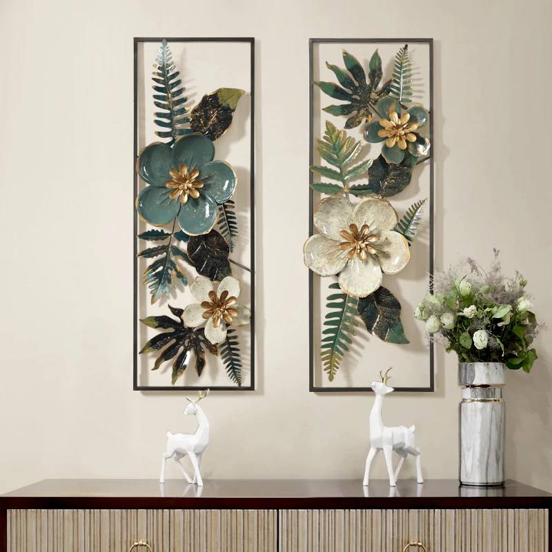 Wood & Metal Tropical Flowers Family, Home, Love Wall Mounted Coat with Key Hooks, Set of 3