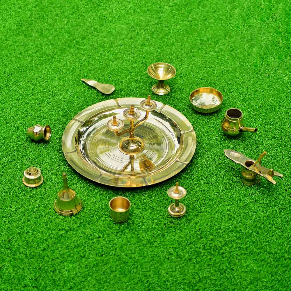 Brass Plate set(the puja item) - Spiritual Items from Jagannath Puri, Odia  for you home temple.