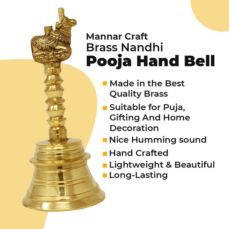 Golden Pooja Hand Bell, For Home, Lite Weight at Rs 260/piece in  Kanchipuram