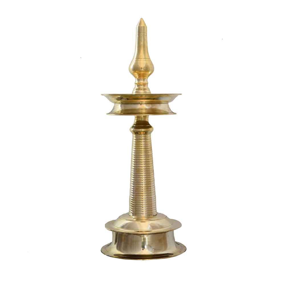 Small Brass Oil Lamp (Kuthu Vilakku) Four Wicks Snake Head Handle