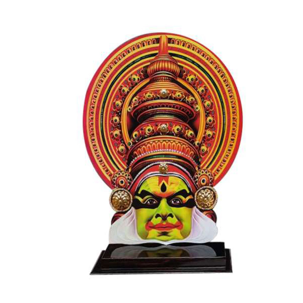 Mannar Craft Store Printed Kathakali Face On Stand MDF Table Decor